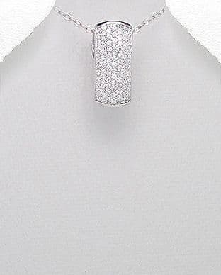 925 Sterling Silver Pendant Decorated with CZ Simulated Diamonds and Plated with Rhodium